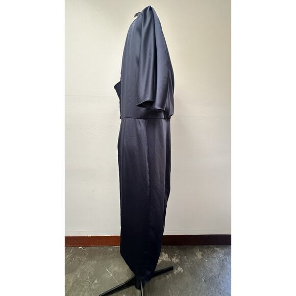 Theia Navy Blue One-Shoulder Midi Dress - Picture 9 of 11